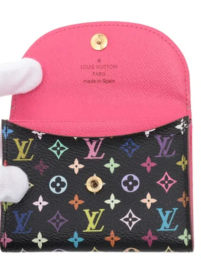 Pre-owned Louis Vuitton 2009 Monogram-print Envelope Card Case In Black