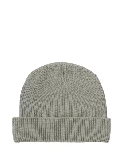 Teddy & Minou Ribbed Label-detail Beanie In Gray