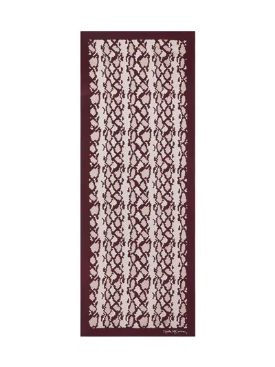 Stella Mccartney Snake Print Square Scarf In Burgundy