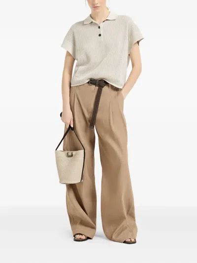 Brunello Cucinelli Ribbed Polo Top In Multi