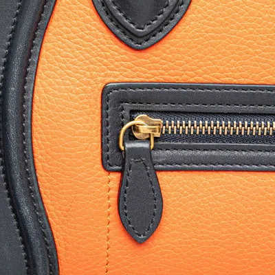 Pre-owned Celine Luggage Brown Navy Orange Leather Handbag Shoulder Bag ()
