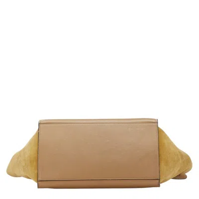 Pre-owned Celine Trapeze Gray Beige Khaki Leather Suede Handbag Shoulder Bag ()