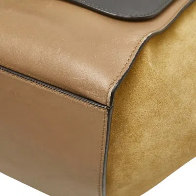 Pre-owned Celine Trapeze Gray Beige Khaki Leather Suede Handbag Shoulder Bag ()