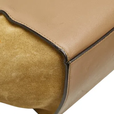 Pre-owned Celine Trapeze Gray Beige Khaki Leather Suede Handbag Shoulder Bag ()