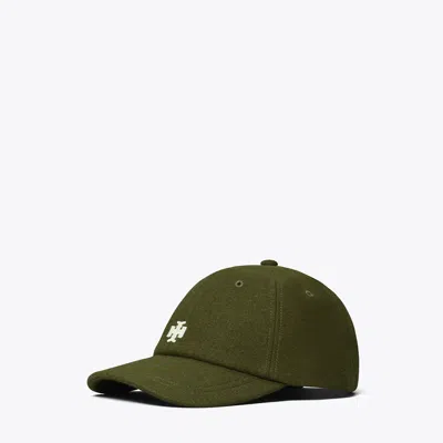 Tory Burch Wool Logo Cap In Green