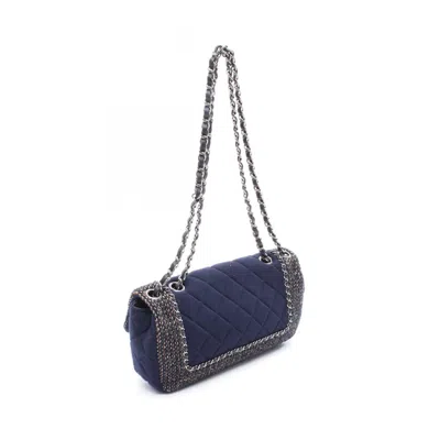 Pre-owned Chanel Brown Multi-color Navy Fabric Cotton Jersey Shoulder Bag ()