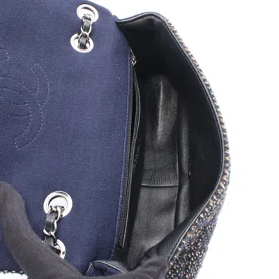 Pre-owned Chanel Brown Multi-color Navy Fabric Cotton Jersey Shoulder Bag ()