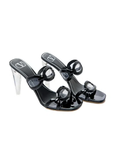 Valentino Garavani Valentino Chain Transparent-heel Leather Sandal In Black
