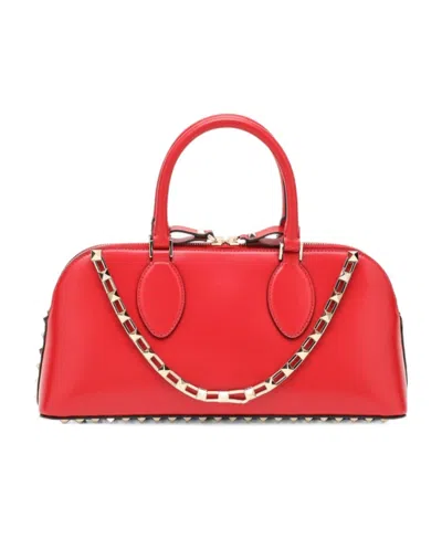 Valentino Garavani Rockstud Zipped Medium Tote Bag In Red