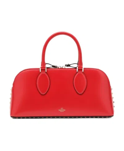Valentino Garavani Rockstud Zipped Medium Tote Bag In Red