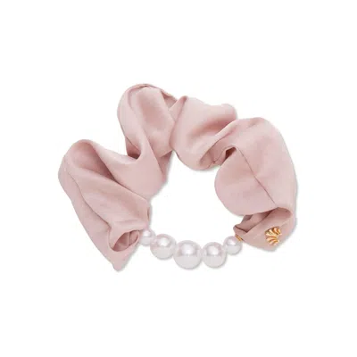 Lele Sadoughi Pearl Silk Scrunchie (limited Edition) In Transparent