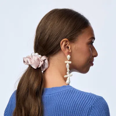 Lele Sadoughi Pearl Silk Scrunchie (limited Edition) In Transparent