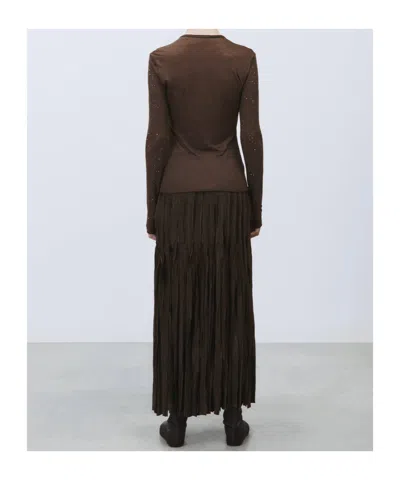 Alysi Embellished Wool Top In Brown
