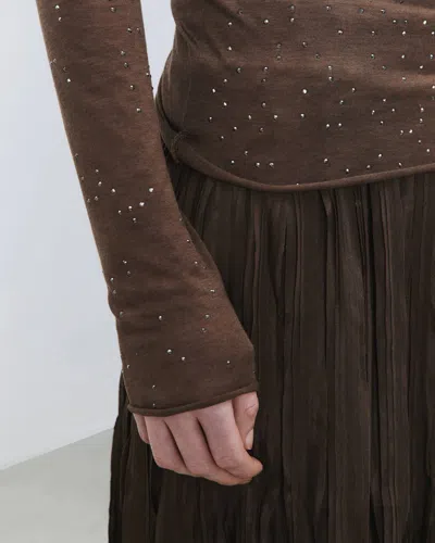 Alysi Embellished Wool Top In Brown
