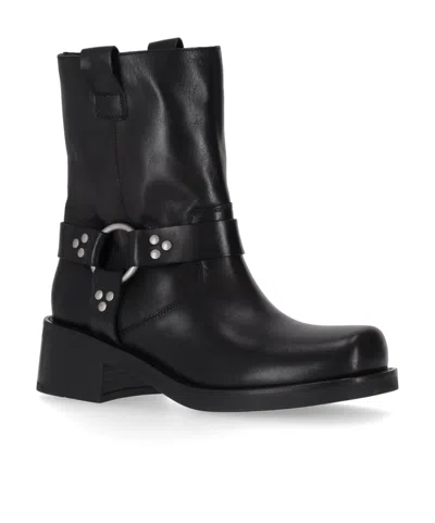 P.a.r.o.s.h Mid-calf Block Heel Round Toe Boots In Animal Print