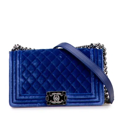 Pre-owned Chanel Matelasse Blue Leather Shoulder Bag ()