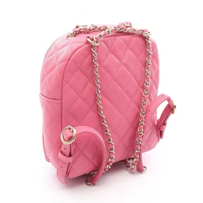 Pre-owned Chanel Matelasse Pink Leather Backpack ()