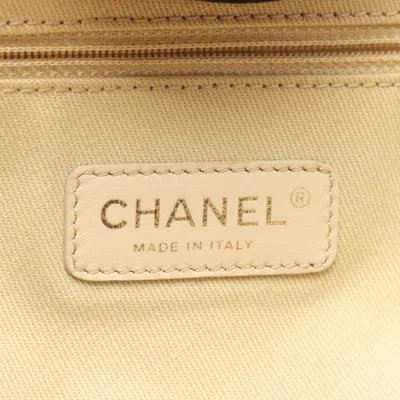 Pre-owned Chanel Navy Denim Leather Tote Bag () In Blue