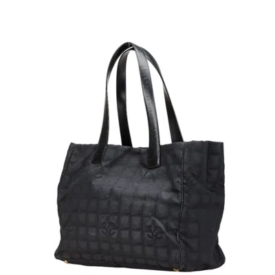 Pre-owned Chanel New Travel Line Black Nylon Leather Handbag Tote Bag ()