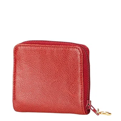 Pre-owned Chanel Red Color Grained Calfskin Coin Purse/coin Case ()