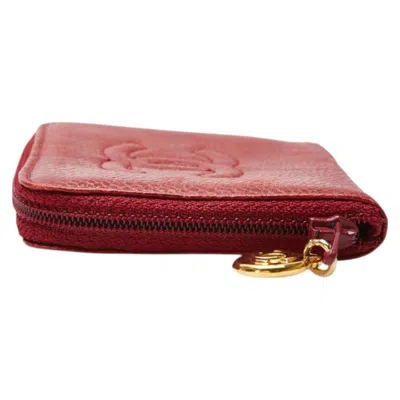 Pre-owned Chanel Red Color Grained Calfskin Coin Purse/coin Case ()