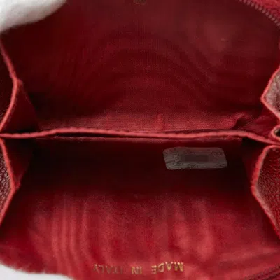 Pre-owned Chanel Red Color Grained Calfskin Coin Purse/coin Case ()