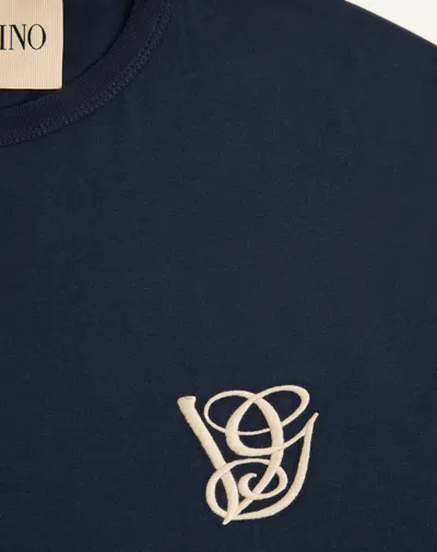 Valentino Garavani Logo-embroidered Cotton T-shirt In Black