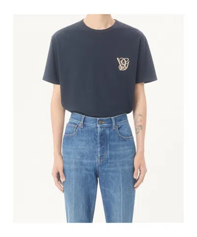 Valentino Garavani Logo-embroidered Cotton T-shirt In Black