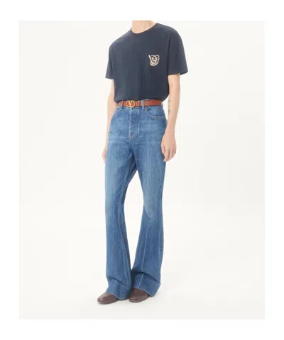 Valentino Garavani Logo-embroidered Cotton T-shirt In Black
