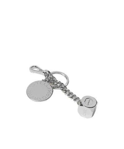 Stella Mccartney Dice Charm Keychain In Metallic