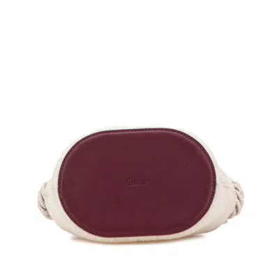 Pre-owned Chloé Beige Wine Leather Linen Shoulder Bag ()