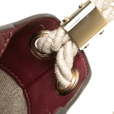 Pre-owned Chloé Beige Wine Leather Linen Shoulder Bag ()