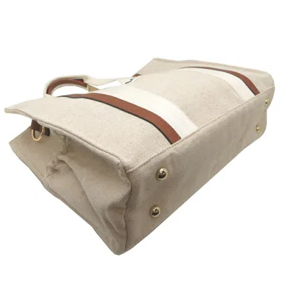 Pre-owned Chloé Brown White Canvas Pouch Tote Bag () In Multi