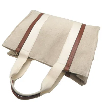 Pre-owned Chloé Brown White Canvas Pouch Tote Bag () In Multi