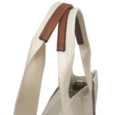 Pre-owned Chloé Brown White Canvas Pouch Tote Bag () In Multi