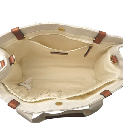 Pre-owned Chloé Brown White Canvas Pouch Tote Bag () In Multi