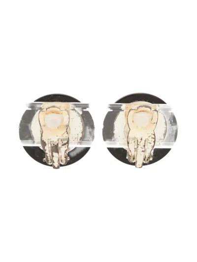 Pre-owned Chanel 1996 Cc-mark Clip-on Earrings In Black