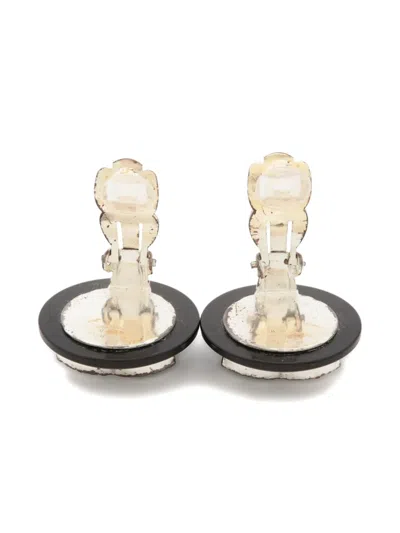 Pre-owned Chanel 1996 Cc-mark Clip-on Earrings In Black
