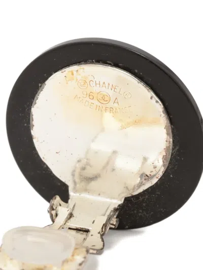 Pre-owned Chanel 1996 Cc-mark Clip-on Earrings In Black