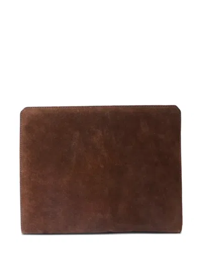 Pre-owned Ferragamo 1990-2000s Ganchini Chain-strap Suede Shoulder Bag In Brown