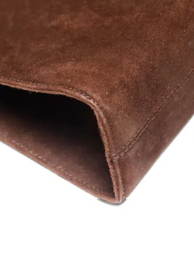 Pre-owned Ferragamo 1990-2000s Ganchini Chain-strap Suede Shoulder Bag In Brown