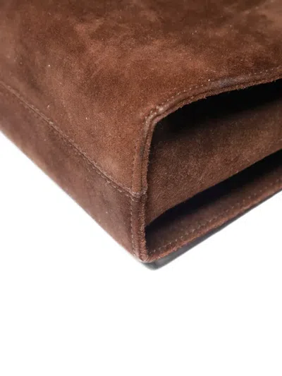 Pre-owned Ferragamo 1990-2000s Ganchini Chain-strap Suede Shoulder Bag In Brown