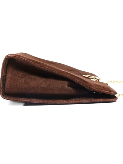 Pre-owned Ferragamo 1990-2000s Ganchini Chain-strap Suede Shoulder Bag In Brown