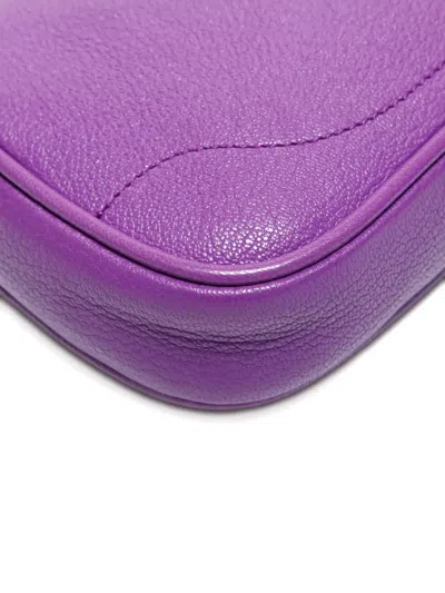 Pre-owned Gucci 2016-2025 Mini Aphrodite Leather Logo Shoulder Bag In Purple