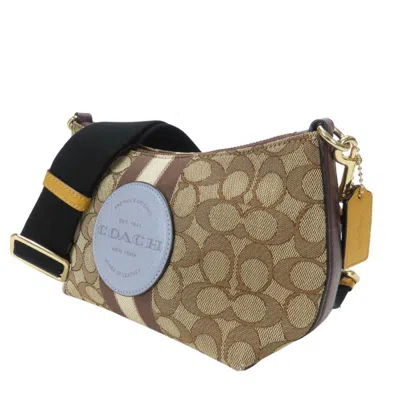 Pre-owned Coach Signature Beige Blue Gray Canvas Leather Pochette Shoulder Bag ()