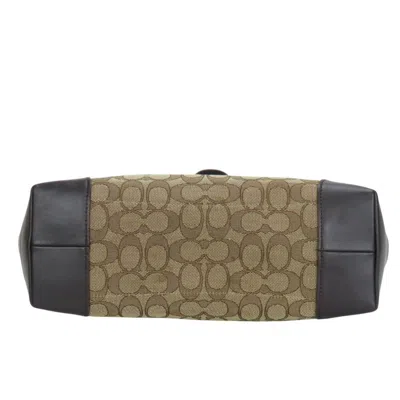 Pre-owned Coach Signature Beige Brown Canvas Leather Tote Bag ()