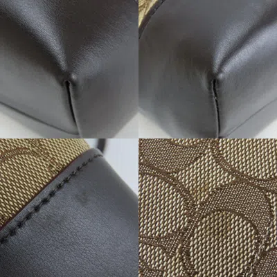 Pre-owned Coach Signature Beige Brown Canvas Leather Tote Bag ()