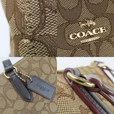 Pre-owned Coach Signature Beige Brown Canvas Leather Tote Bag ()