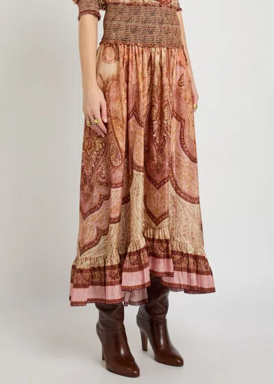 Zimmermann Wanderlust Patterned Silk Maxi Skirt In Multi