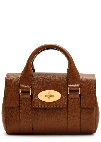 Mulberry Mini Heritage Bayswater Grained Leather Cross-body Bag In Brown